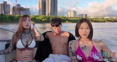  超跑遊艇3P性愛趴在大海上瘋狂放飛自我 魷魚